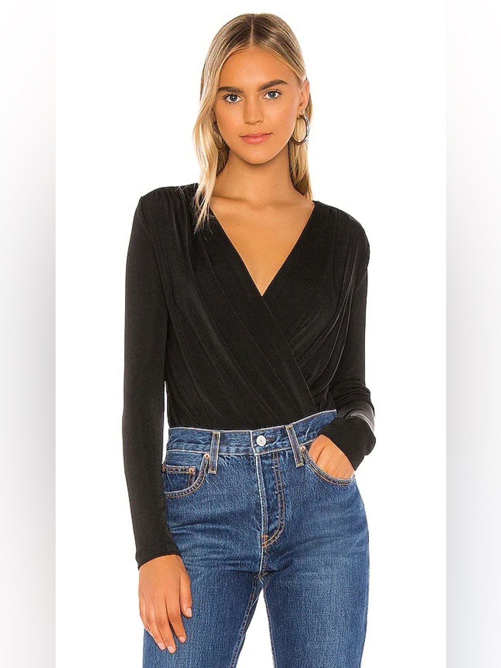 Revolve Free People Turnt Bodysuit featuring a deep surplice V-neck black medium